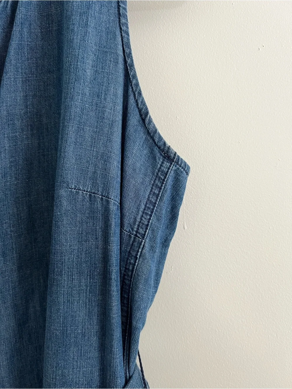 J.Crew Blue Denim Sleeveless Shirt Dress with Tie Waist | Size M